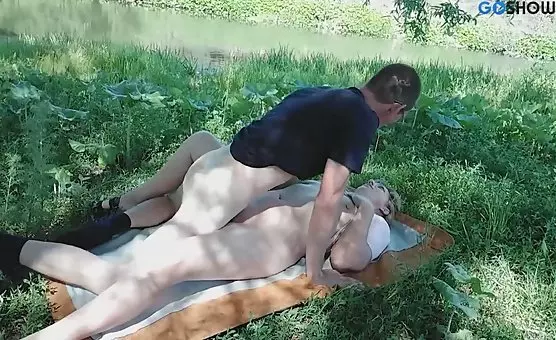Couple Gets Wild on Nature Grass, Fucks and Sucks Each Other Off